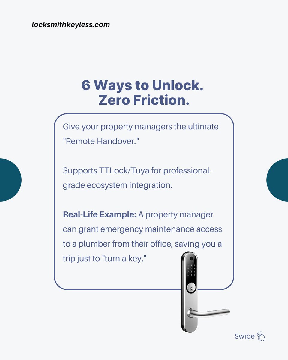LksmithKeyless's tweet image. B2B locksmithing = reliability + less downtime 📈
ECS H85B Smart Lock delivers IP65 durability + TTLock integration—built for property managers &amp;amp; rentals 🔐
Learn more: locksmithkeyless.com/collections/to…
#PropTech #SmartLock