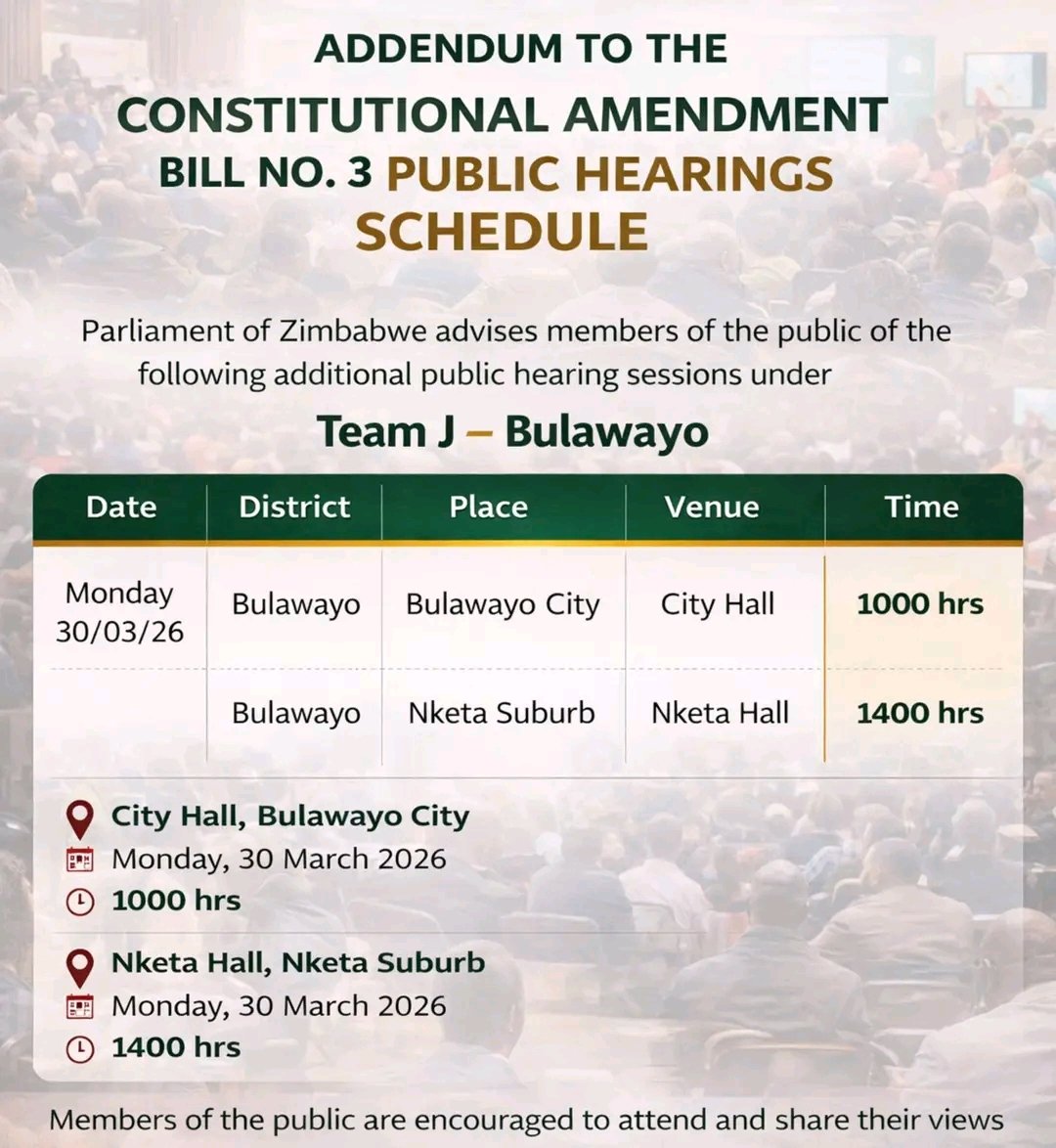 JeremiahMb65631's tweet photo. Amendment to the Constitutional!!!
Amendment Bill Number 3 Schedule of Public Hearings
#AmendmentBillNumber3 Bhoo maningi https://t.co/z8RCjSAmF8