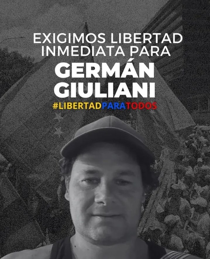 AlexisFRamosP's tweet photo. #18Marz Nos solidarizamos con los familiares de Abg. Germán Giuliani, #PresoPolitico en Vzla. Ciudadano Argentino que hoy se encuentra preso por temas políticos y que son 300 días alejados de su patria y sus familiares. Alzamos la voz por el respeto a sus DDHH, pedimos Libertad! https://t.co/3lTDJO4gkY
