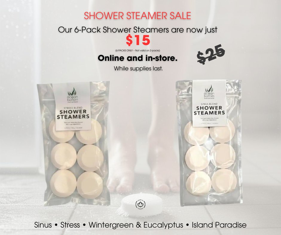 Oceansoap's tweet photo. Shower Steamers (6 Pack) are still on sale.  

Save $10 while supplies last.

In-store only deal!

1614 Lesperance Road at EC Row, Tecumseh.

https://t.co/xpARnneQat

#YQG #allcanadian #allnatural https://t.co/mKFq6KmBaK