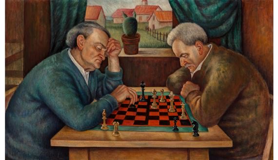 chessforumnyc's tweet photo. The Chess Players by American artist Nathalie Newking (1901-1954) https://t.co/VimpMXkWN4