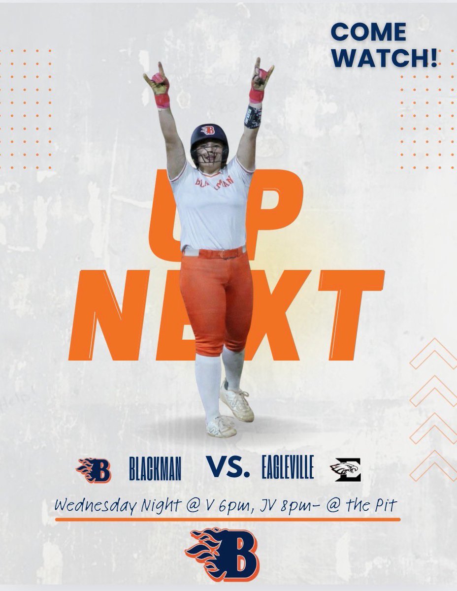 LadyBSoftball's tweet photo. It’s GAMEDAY for the Lady Blaze 🔥🔥
•
•
•
🆚: Eagleville
🕑: V @6:00pm / JV @8:00pm
📍: Blackman High School https://t.co/JxnnwqC6Lu