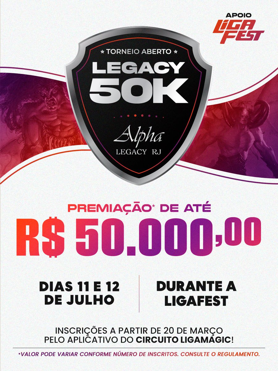 ligamagicbr's tweet photo. A LigaFest terá torneio Legacy com premiação de até R$ 50.000,00!

Confira mais detalhes no vídeo do Marajá e também em nosso site: https://t.co/V4OToT2CZ7 

Aguardamos vocês!

#MagicTheGathering #MTGArena #MTGLegacy https://t.co/fh0M6svfzO