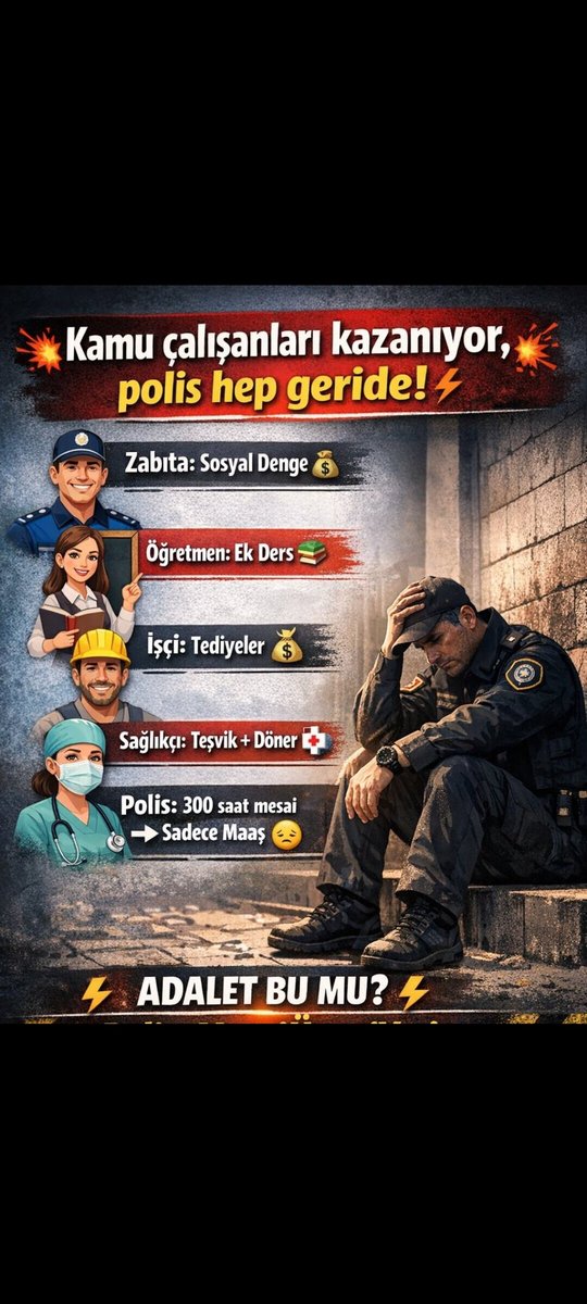 #EmniyeteYaşamHakkı

Herkes çalıştığı kadar ücret almalı.
Uzman öğretmene Başöğretmen e verilen haklar ve ücretler.
Emniyette neden yok, Emniyette 2011 yılından bu yana görev yapan Başpolislwr ve Kıdemli Başpolisler hem sahipsiz hem itibarsız hem de parasal olarak karşılıksız.