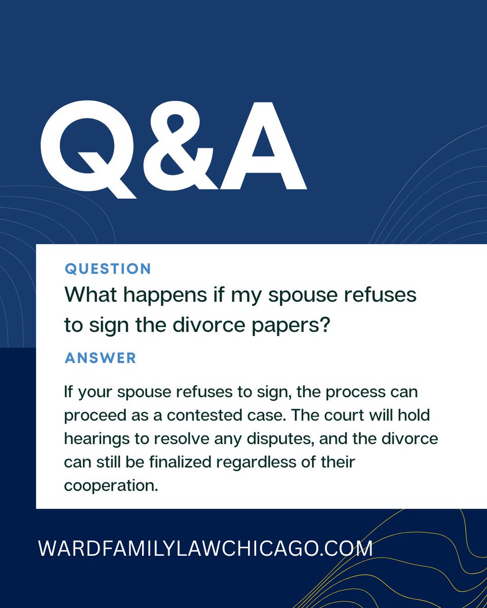 WARDFAMILYLAW1's tweet photo. A refusal to sign doesn’t stop a divorce. Courts can resolve disputes and finalize the process. Contact us today to schedule a consultation.
#Divorce #DivorceLawyer

https://t.co/uiOj2Sh57U https://t.co/cNYZSHFvhG