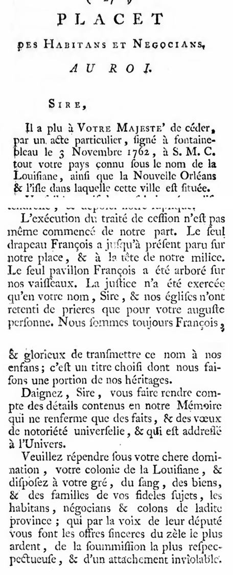 #Louisiane 
Contestation Louisianaise de la Cession à l'Espagne. adressée à Louis XV. 1768.