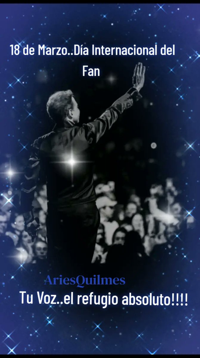 #DíaInternacionalDelFan
#18DeMarzo
Ser fan de <a href="/LMXLM/">Luis Miguel</a>, es un orgullo constante, es sentirte afortunada, es alegría, amor, pasión, locura desatada...Y mucho más!
<a href="/AriesPrensa/">Aries Prensa ®</a>
<a href="/AriesQuilmes/">Aries Quilmes ®</a> <a href="/fenix_latam/">FENIX ENTERTAINMENT</a> <a href="/warnermusicmex/">Warner Music México</a> <a href="/WarnerMusicArg/">Warner Music Argentina 🇦🇷 ⭐⭐⭐</a> <a href="/warnermusiclat/">Warner Music Latina</a> #AriesQuilmes #LuisMiguel🇦🇷💙
