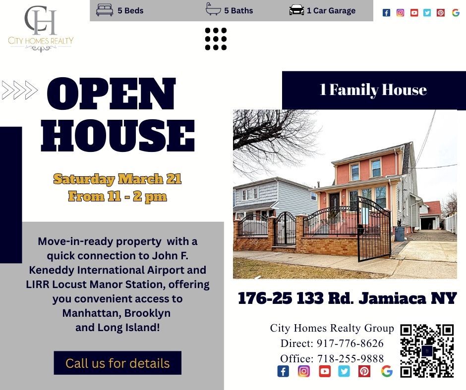 CHomesrealty's tweet photo. OPEN HOUSE!!!
📅Saturday, March 21, 2026
🕚11:00 AM – 2:00 PM
📍176-25 133 Rd, Jamaica, NY
This property offers a smart layout designed for both comfort and functionality—all in a prime location with lasting value.
For more information, call or text 👉917-776-8626. https://t.co/h1T3LvX2Md