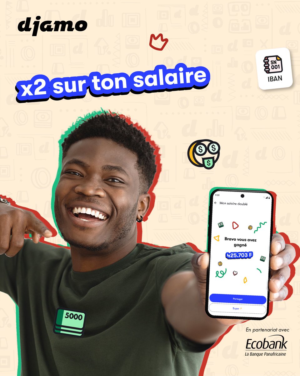 x2 sur ton salaire. Djamo rend ça possible

➡️📱 Vite, active ton IBAN dans ton appli !

Leegi Djamo Lë !