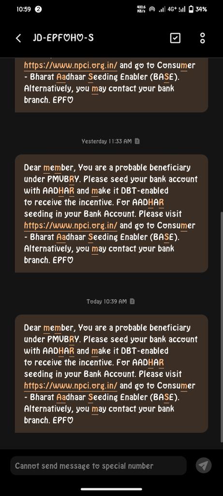 SumitRa70951277's tweet photo. @officialepfo 

Dear EPFO team I have activated DBT from my account but still I have not received any amount till now or I am getting this message again and again from you kindly suggest https://t.co/qnq2ugFcyk