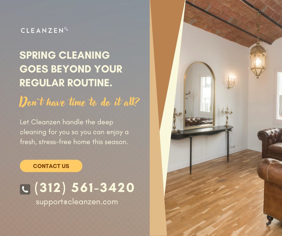 CleanzenChicago's tweet photo. 👉 Want a step-by-step  Spring Cleaning guide?
Check here: https://t.co/2HLwuJSn3o
Don’t have time to do it all? 
📞   Call us now to book an appointment! 
#FreshStart #Cleanzen #Chicago #CleanzenChicago #SmartWay #SpringClean #RightPlan #Transform #Home #OrganizedSpace https://t.co/z59y2Nos0V
