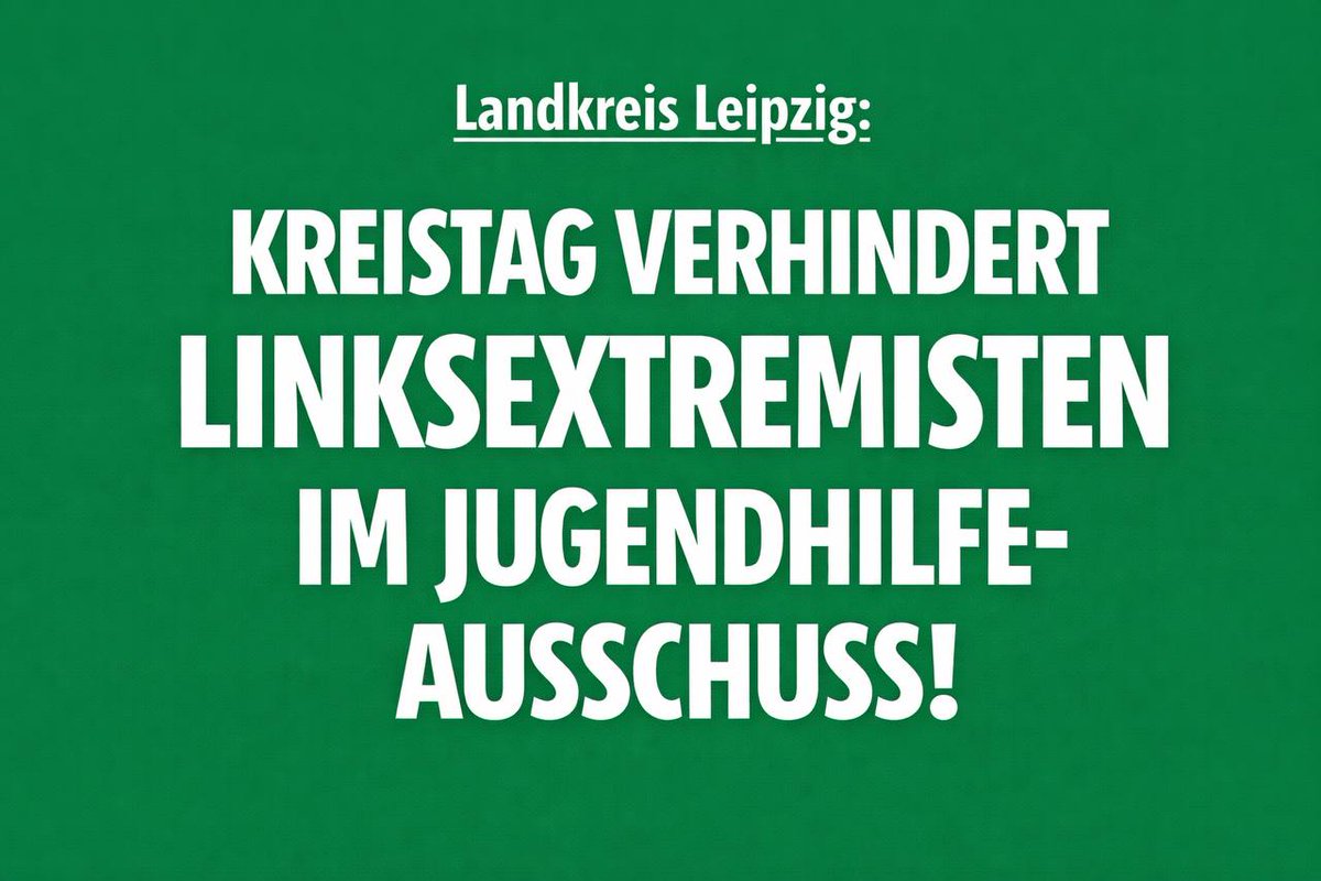 freiesachsen_'s tweet photo. Landkreis Leipzig: Kreistag verhindert Linksextremisten im Jugendhilfeausschuss! 🔥

Paukenschlag: Am Mittwochnachmittag hat der Kreistag im Landkreis Leipzig verhindert, dass der bekannte Linksextremist Tobias Burdukat in den Jugendhilfeausschuss gewählt wird. Burdukat ist nicht nur Organisator zahlreicher Veranstaltungen aus dem Antifa-Milieu im Raum Grimma, sondern wurde jüngst sogar strafrechtlich verurteilt, weil er die persönlichen Daten eines politischen Gegners im Internet veröffentlicht hatte. So jemanden ausgerechnet in einen Jugendhilfeausschuss zu entsenden, ist unverantwortlich.

Das sahen nicht nur die Kreisräte der FREIEN SACHSEN, die sich unmissverständlich gegen die Personalie positioniert hatten, so: Auch die Unabhängigen Wähler, die AfD und sogar die CDU stimmten gegen die Entsendung von Burdukat, der gerade einmal 21 von 76 Stimmen erhielt. 

Eric Sallie, Kreisrat der FREIEN SACHSEN und - wie Burdukat - aus dem Muldental stammend, zeigte sich in einer ersten Reaktion zufrieden: "Die große Mehrheit des Kreistages hat heute gezeigt, dass ein offen Linksextremer, der seit vielen Jahren in Grimma für Unruhe sorgt, keinen Platz in einem Jugendhilfe-Gremium hat. Unsere Arbeit wirkt und wir werden Antifa-Strukturen weiter konsequent entgegen treten!"

FREIE SACHSEN: Folgt uns für alle Nachrichten und Informationen bei Telegram! https://t.co/yJsAxWWD6g
