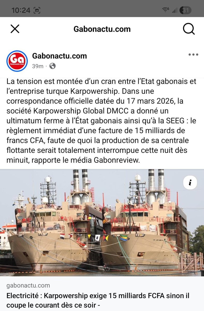 Incroyable <a href="/oliguinguema/">Brice Clotaire Oligui Nguema</a> votre ministre de la fonction publique avait dit que le #Gabon avance et que tout va bien ?Aujourd’hui, les Gabonais subissent des coupures pires qu’avant. Vous avez fait venir une entreprise turque à coups de milliards pour résoudre une partie du