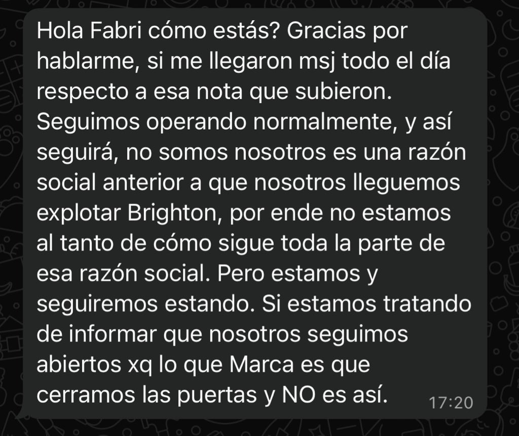 Vengo a traer un poco de paz. Ayer me comuniqué con uno de sus administradores.