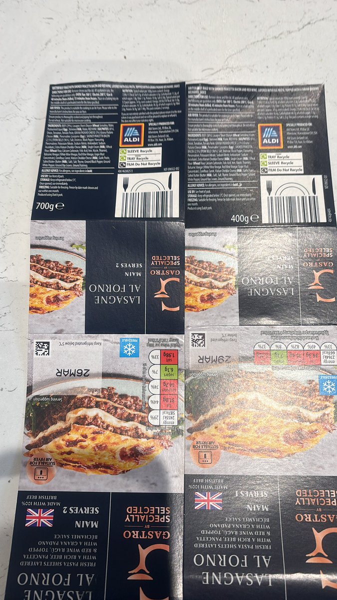 Rebsglasgow's tweet photo. @AldiUK serves one 400g , serves 2 only 700g. ? Cooking time 400g 30mins 700g 40mins ( no deeper) don’t get this with @marksandspencer  Go Colin 😳 https://t.co/r0WfI6dhms