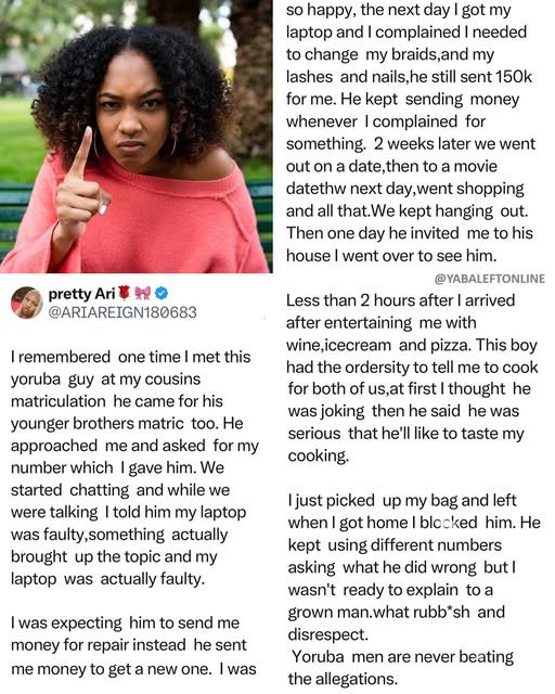 Lady shares what she did after a guy who always assists her with money asked her to cook