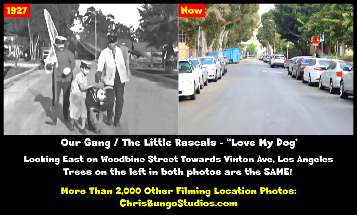 BungoChris35735's tweet image. Filming location then and now from Our Gang / The Little Rascals movie Love My Dog, 1927 vs Today. More then and now filming locations photos at chrisbungostudios.com/photo-gallery-…

#filminglocation #movielocation #thelittlerascals #littlerascals #thenandnow #movielocation #filmhistory