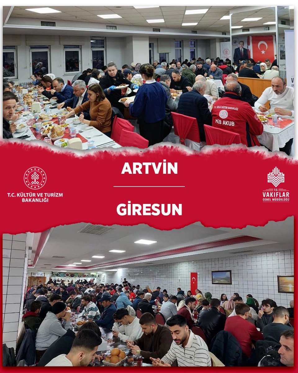 📍 Trabzon - Artvin - Giresun - Gümüşhane - Rize

Trabzon Bölge Müdürlüğümüze bağlı illerde, Ramazan ayı boyunca 7 farklı noktada kurulan iftar sofralarımızda gönüller bir araya geldi, paylaşmanın huzuru aynı sofrada buluştu.

@tckulturturizm 

#AsırlarıAşanHayırBuSofrada