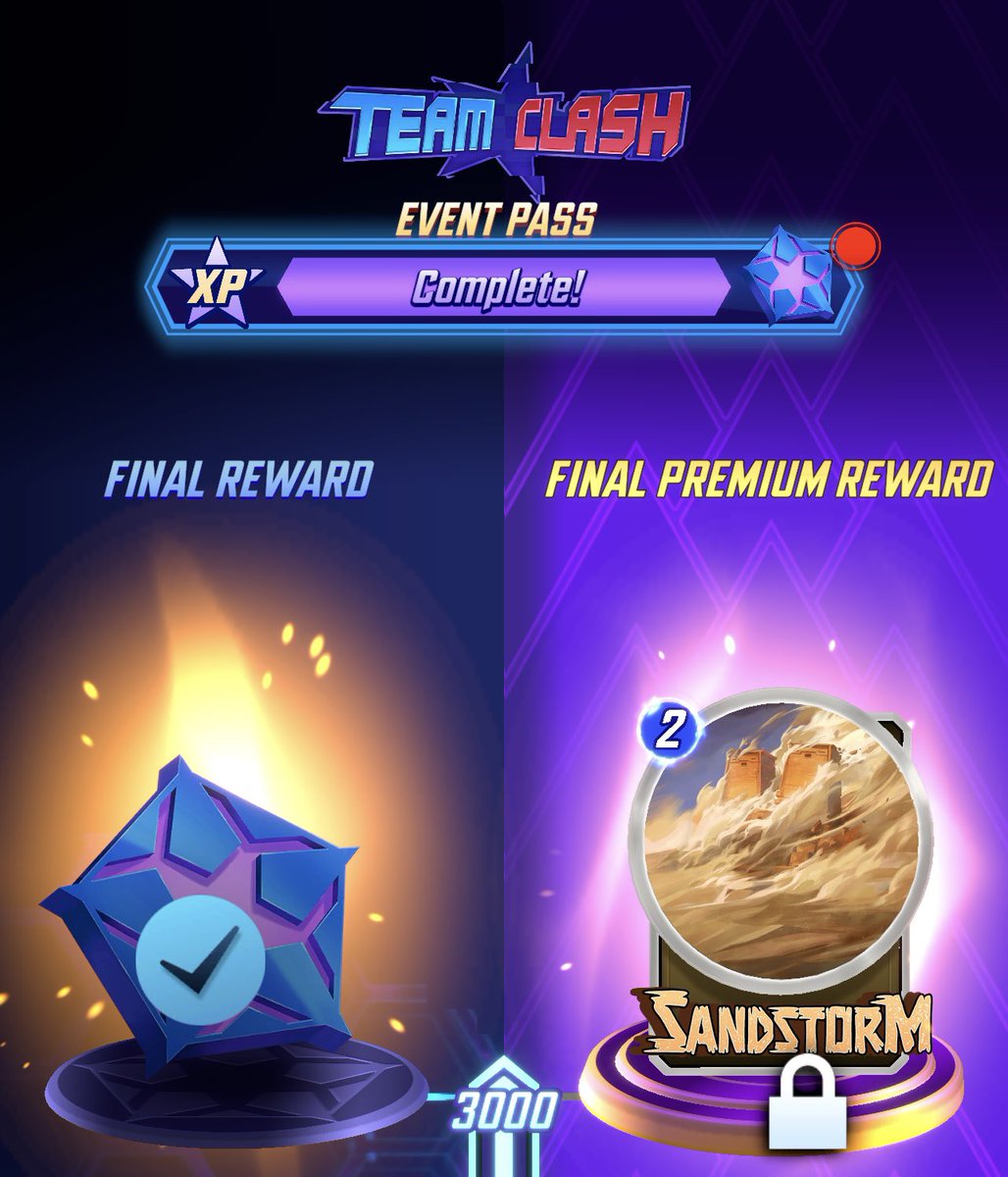 Team Clash Complete! 🛡️

No gold spent, didn’t have a need for track Team Tickets. Only played 1 custom deck for Guardians because I thought it was funny. 

Unless you really want fancy sand (I find it coarse &amp; rough &amp; irritating) just do your missions and win 50%

#MarvelSnap
