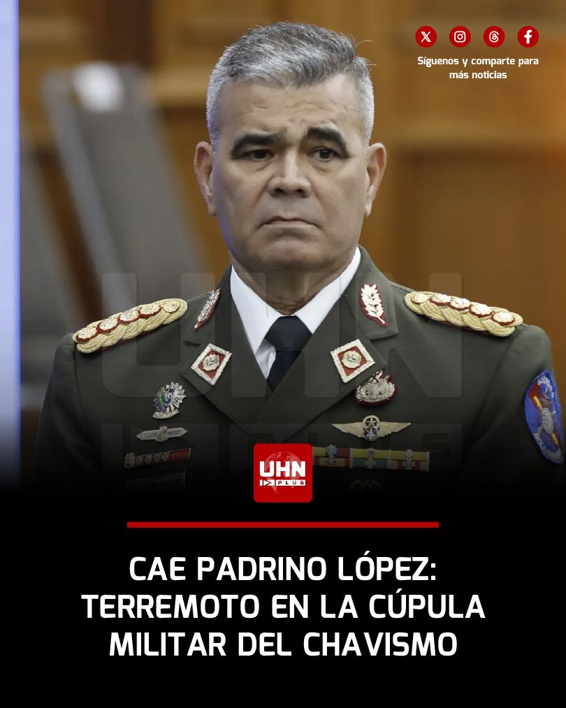 🇻🇪‼️ | URGENTE — Vladimir Padrino López ha sido destituido por Delcy Rodríguez como Ministro de Defensa del régimen chavista, en lo que sería un golpe directo al núcleo militar que sostuvo al sistema durante más de una década. Figura clave del aparato represivo y uno de los