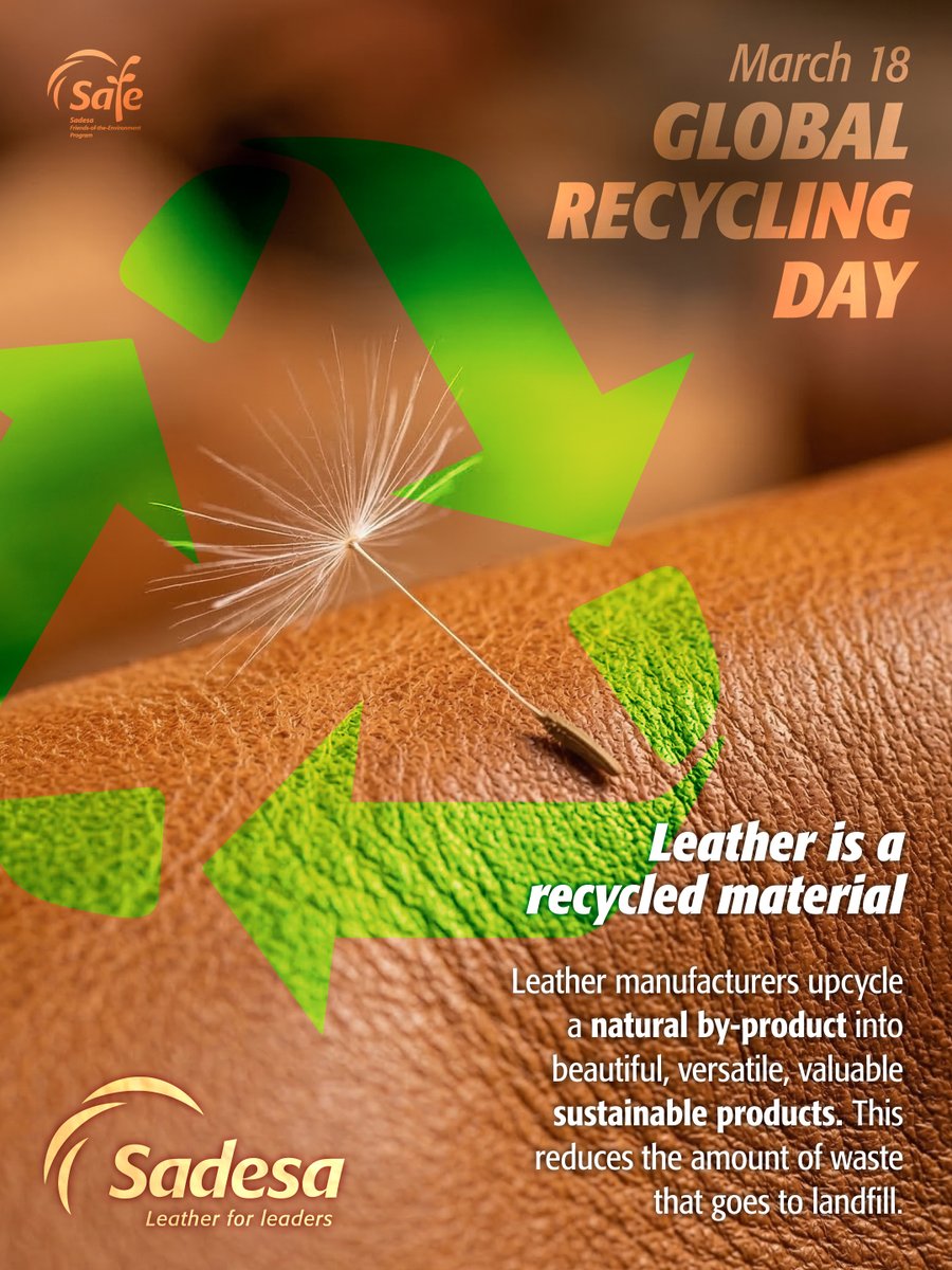 SADESA_leather's tweet photo. Leather is a recycled material

At Sadesa, we upcycle a natural by-product into beautiful, versatile, and valuable sustainable products. This process helps reduce the amount of waste sent to landfills.

We also implement recycling practices throughout our processes: https://t.co/8TFdHjiYul