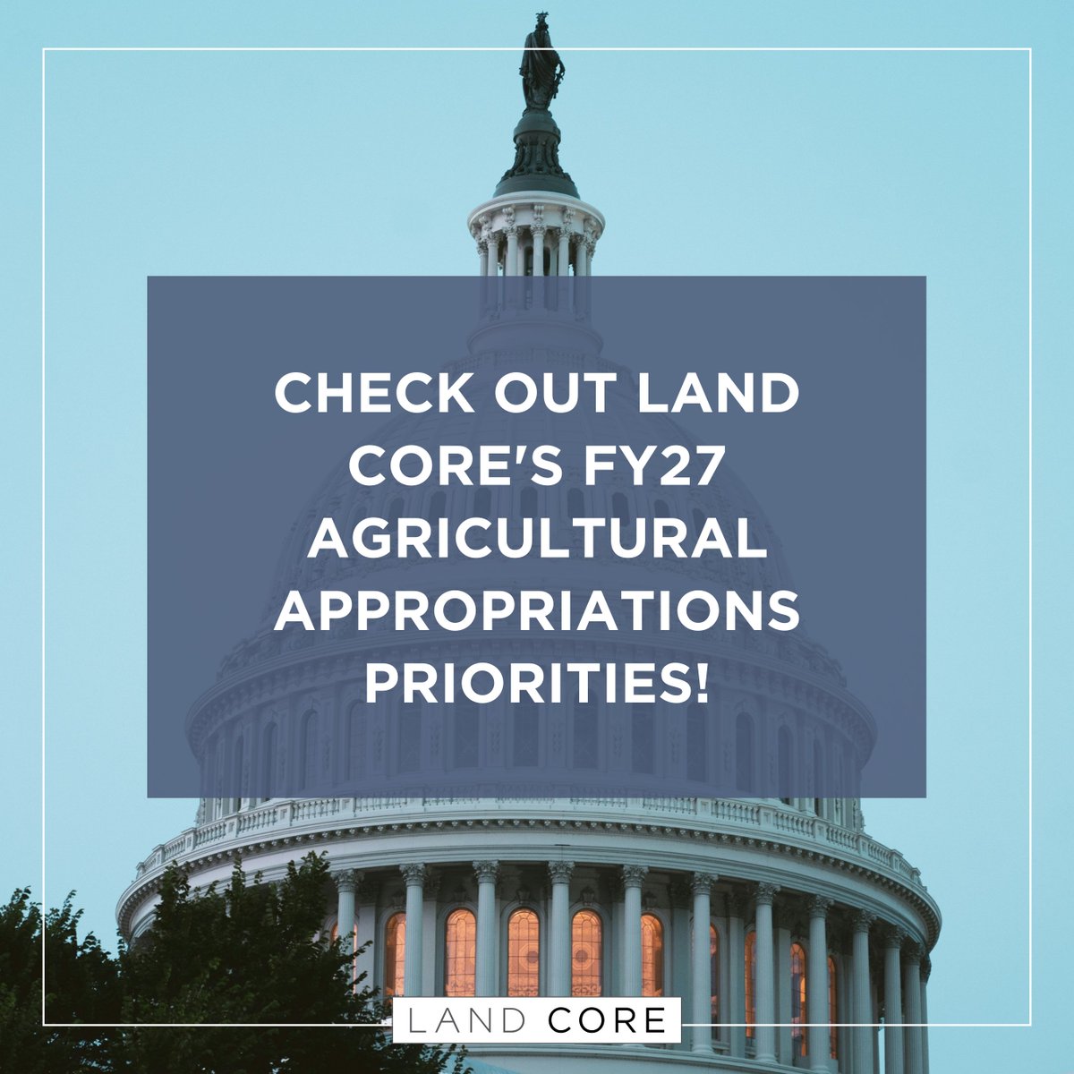 Land Core has submitted our FY27 agricultural appropriations priorities to Congress. 

Dive into our requests: landcore.org/news-post/land…

#SoilHealth #AgPolicy #AgApprops