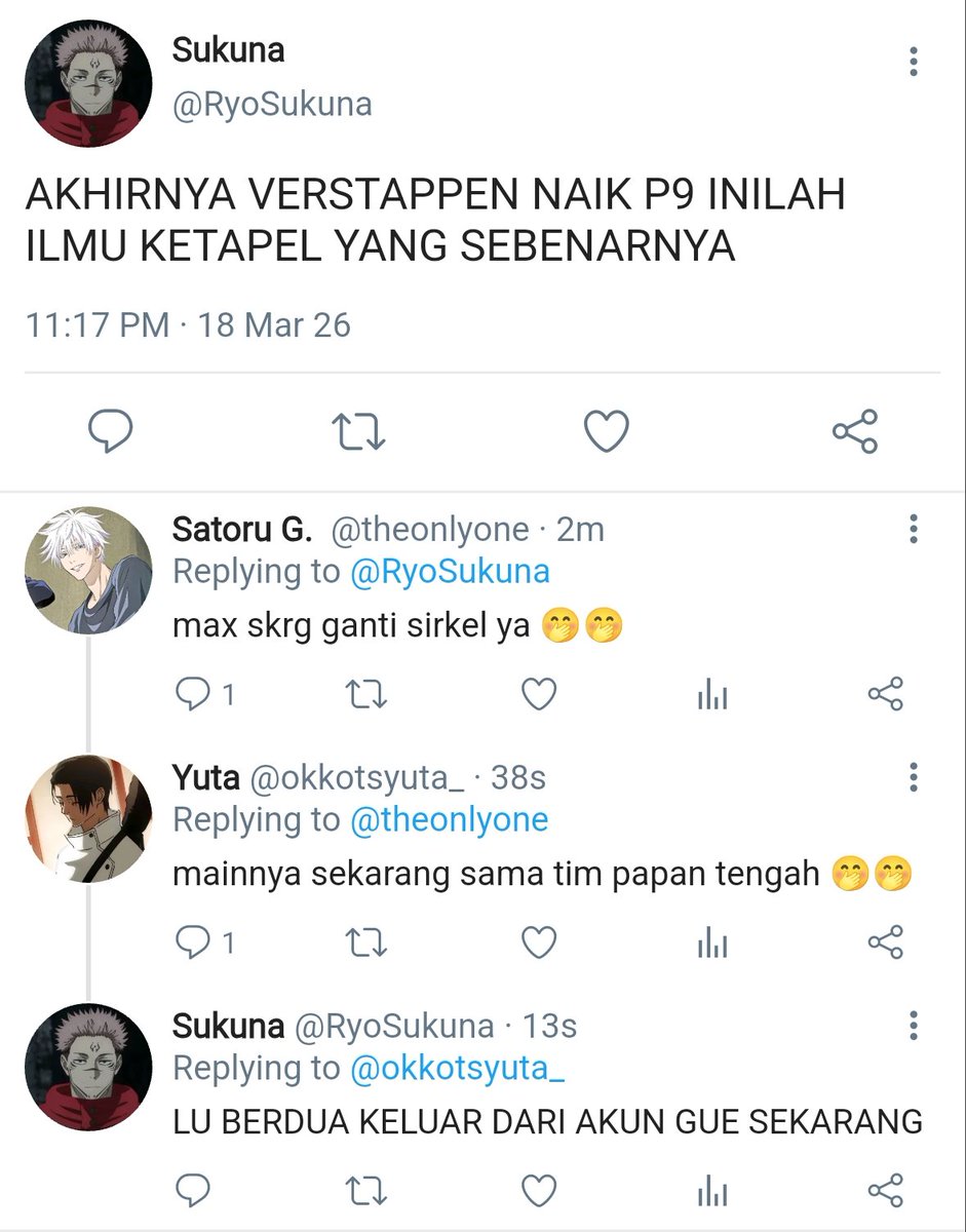 scoupstify's tweet photo. #jujutsukaisen : reaksi mereka nonton race shanghai kemarin https://t.co/5pwmEc5nax