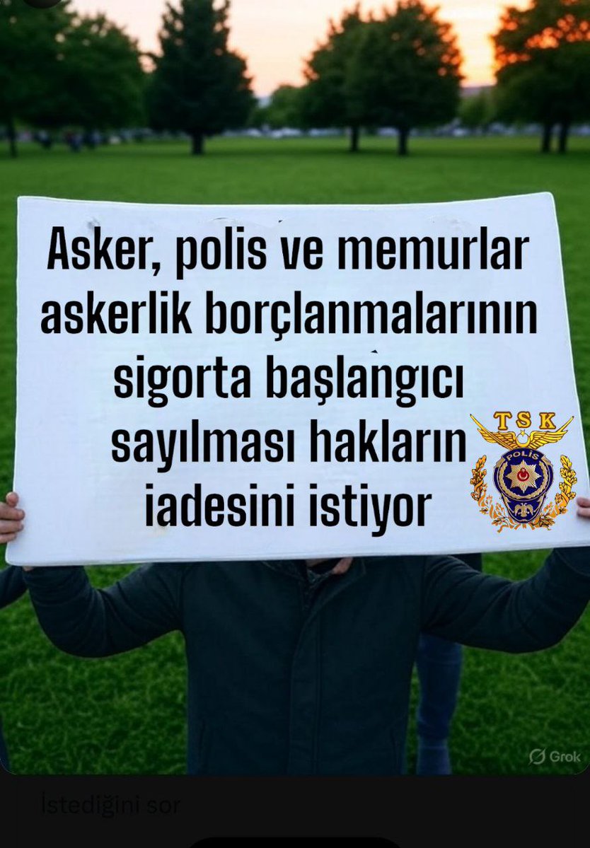 DEVLET BÜYÜKLERİMİZE SESLENİYORUZ
Her sabah evinden eşiyle çocuğuyla helalleşerek çıkan
Ne zaman işten döneceğini belli olmayan
Vatan için şehit olan olan
Polis veAskerlerin #AskerlikBorçlanması Mağduriyeti artık çözülsün istiyoruz
<a href="/dbdevletbahceli/">Devlet Bahçeli</a>
<a href="/RTErdogan/">Recep Tayyip Erdoğan</a>
#EmniyeteYaşamHakkı