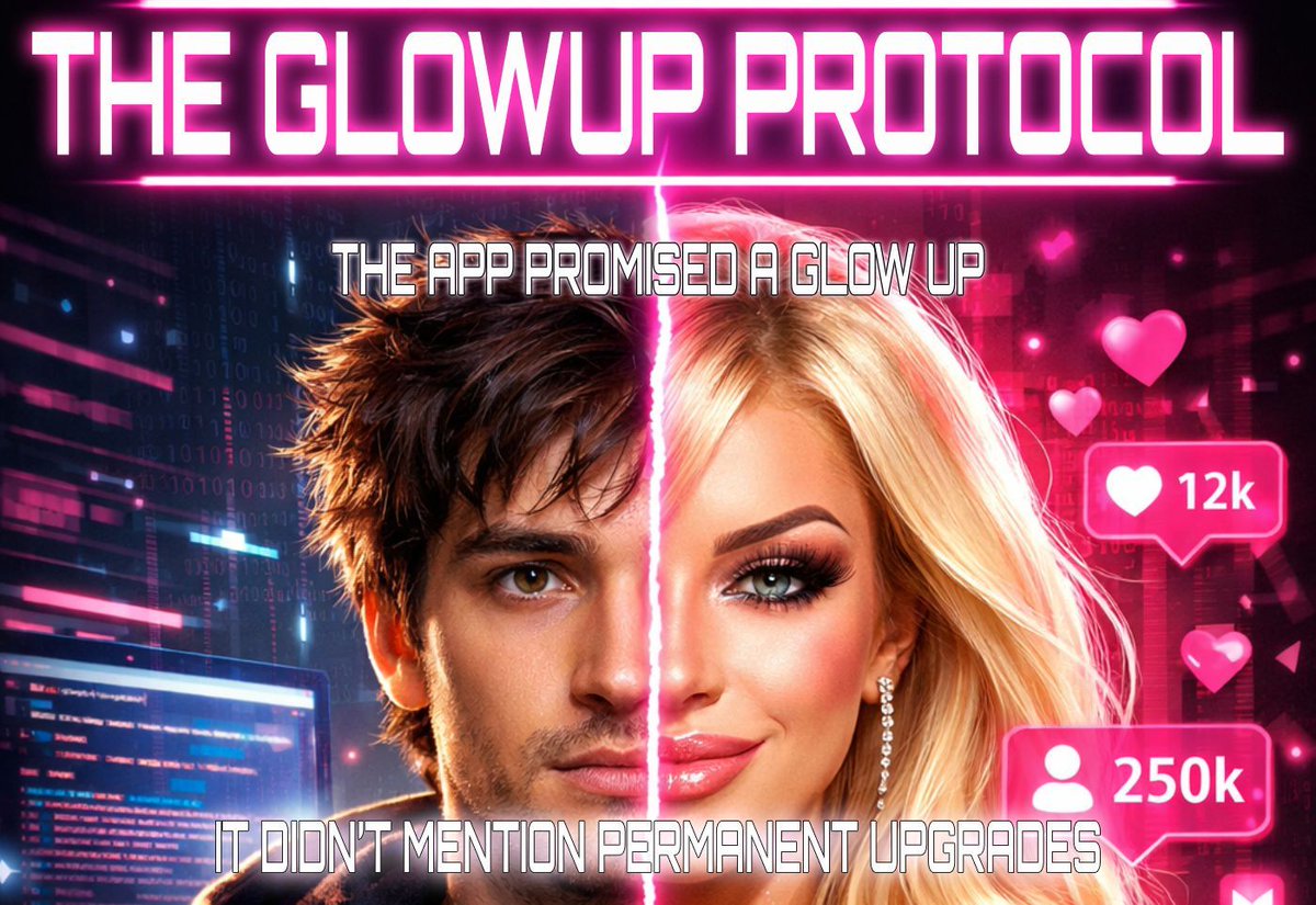 BloomLyka's tweet photo. Beta testers thought GlowUp was just a beauty filter.

It wasn’t.

It rewrites your body.
Your habits.
Your desires.

And the algorithm?

It LOVES engagement.

📖 Coming soon. 
#KindleUnlimited #Transformation #TransformationFantasy #IndieAuthor #IndieBooks #DarkFantasy https://t.co/GynxHZF91P