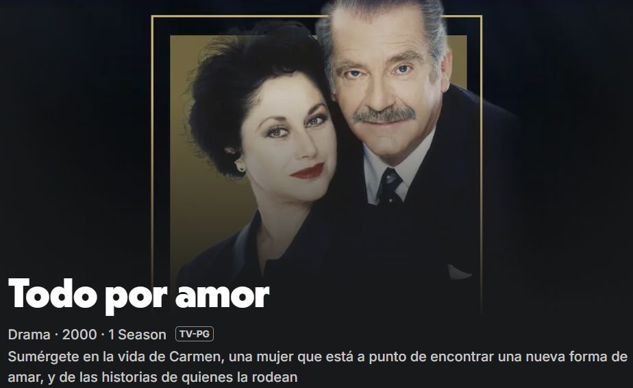 horadlanovela's tweet photo. #TodoPorAmor Disponible gratis en Tubi https://t.co/z6lGSEeSNh