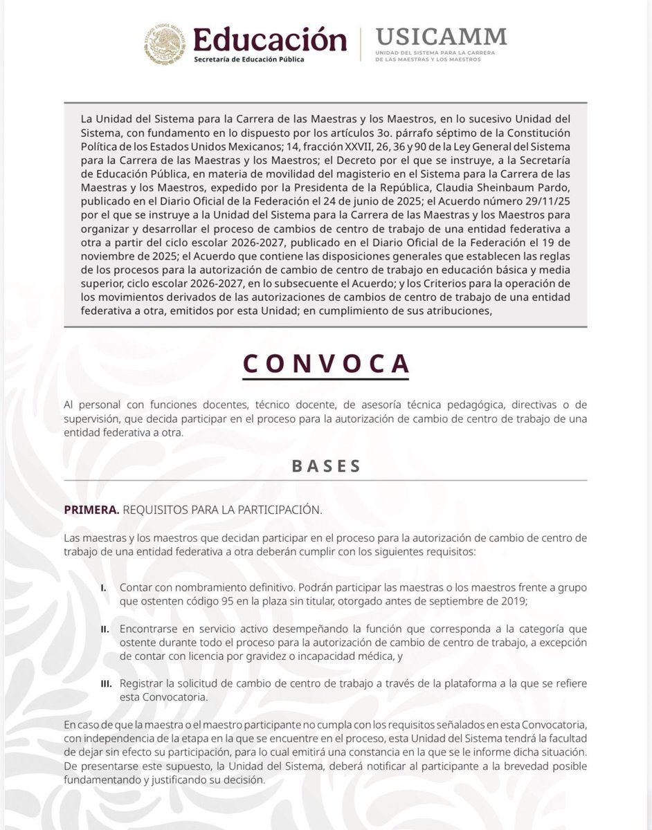 Seccion36Ofic's tweet photo. 🟠 ʟᴀ ᴅɪʀᴇᴄᴛɪᴠᴀ ꜱᴇᴄᴄɪᴏɴᴀʟ ᴅᴇ ʟᴀ ꜱᴇᴄᴄɪᴏ́ɴ 𝟥𝟨, ᴇɴᴄᴀʙᴇᴢᴀᴅᴀ ᴘᴏʀ ʟᴀ ᴍᴛʀᴀ. ᴍᴏ́ɴɪᴄᴀ ᴍɪʀɪᴀᴍ ɢʀᴀɴɪʟʟᴏ ᴠᴇʟᴀᴢᴄᴏ, ɪɴꜰᴏʀᴍᴀ ᴀ ʟᴀꜱ ʏ ʟᴏꜱ ᴀɢʀᴇᴍɪᴀᴅᴏꜱ: ᴅᴏᴄᴇɴᴛᴇꜱ ᴅᴇ ᴇᴅᴜᴄᴀᴄɪᴏ́ɴ ʙᴀ́ꜱɪᴄᴀ ʏ ᴍᴇᴅɪᴏ ꜱᴜᴘᴇʀɪᴏʀ ꜱᴏʙʀᴇ ʟᴀ ᴄᴏɴᴠᴏᴄᴀᴛᴏʀɪᴀ ᴇᴍɪᴛɪᴅᴀ ᴘᴏʀ ʟᴀ ᴀᴜᴛᴏʀɪᴅᴀᴅ ᴇᴅᴜᴄᴀᴛɪᴠᴀ ᴘᴀʀᴀ ᴇʟ ᴘʀᴏᴄᴇꜱᴏ ᴅᴇ ʀᴇɢɪꜱᴛʀᴏ ʏ ꜱᴏʟɪᴄɪᴛᴜᴅ ᴅᴇʟ ᴛʀᴀ́ᴍɪᴛᴇ ᴅᴇ ᴄᴀᴍʙɪᴏ ᴅᴇ ᴇꜱᴛᴀᴅᴏ ᴀ ᴇꜱᴛᴀᴅᴏ.

ᴛᴇ ɪɴᴠɪᴛᴀᴍᴏꜱ ᴀ ᴄᴏɴꜱᴜʟᴛᴀʀ ʟᴀ ᴄᴏɴᴠᴏᴄᴀᴛᴏʀɪᴀ ᴘᴀʀᴀ ᴄᴏɴᴏᴄᴇʀ ʟᴏꜱ ʀᴇǫᴜɪꜱɪᴛᴏꜱ, ᴄʀɪᴛᴇʀɪᴏꜱ ᴅᴇ ᴘᴀʀᴛɪᴄɪᴘᴀᴄɪᴏ́ɴ ʏ ᴅᴏᴄᴜᴍᴇɴᴛᴀᴄɪᴏ́ɴ ɴᴇᴄᴇꜱᴀʀɪᴀ ᴇɴ ʟᴀ ꜱɪɢᴜɪᴇɴᴛᴇ ʟɪɢᴀ:

👉🏻 https://t.co/xqttQnFq6A 📲

ᴀꜱɪᴍɪꜱᴍᴏ, ᴇʟ ʀᴇɢɪꜱᴛʀᴏ ᴀʟ ᴛʀᴀ́ᴍɪᴛᴇ ᴘᴜᴇᴅᴇ ʀᴇᴀʟɪᴢᴀʀꜱᴇ ᴇɴ ᴇʟ ꜱɪɢᴜɪᴇɴᴛᴇ ᴇɴʟᴀᴄᴇ:

👉🏻 https://t.co/G6baWBG1zb 📲

#ꜱɪɢᴀᴍᴏꜱᴄᴀᴍɪɴᴀɴᴅᴏᴄᴏɴᴘᴀꜱᴏꜰɪʀᴍᴇʏᴜɴɪᴅᴏꜱ
#ꜱᴇᴄᴄɪᴏ́ɴ𝟥𝟨