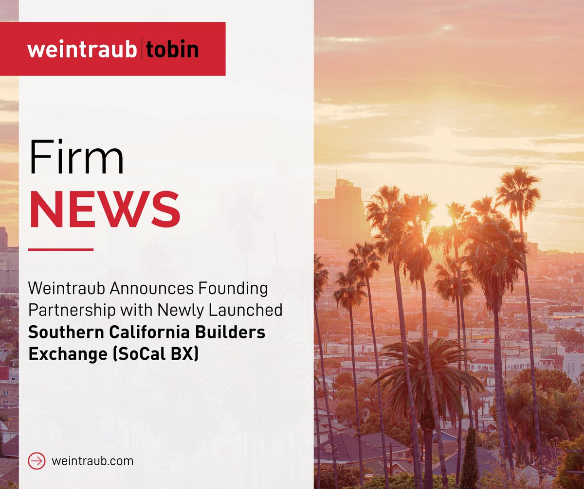 weintraub_law's tweet image. Weintraub Tobin is proud to be a founding member of SoCalBX and supporting the Builders Exchange mission, not only within the Sacramento region, but now across Southern California.

More: shorturl.at/hcwAC
 
#SoCalBX #BuildingIndustry #ConstructionIndustry #BuildersExchange