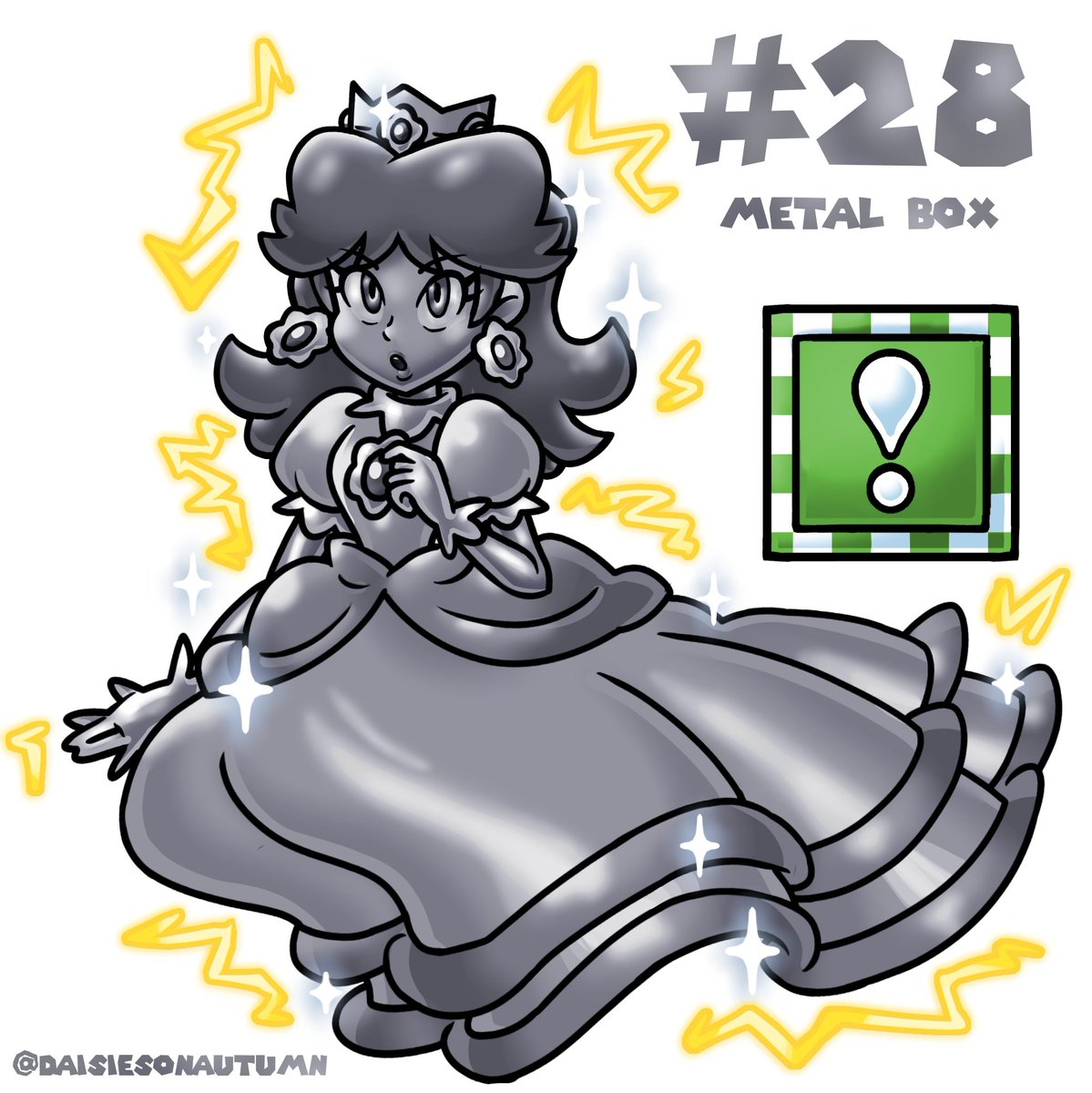 DaisiesOnAutumn's tweet photo. The next power block is the Metal Box, this is the only power block that appears in Smash, The Metal form appeared recently in Mario Wonder as a Wonder effect. ⚡🌼

Transforms Daisy into Metal Daisy.

#PrincessDaisy #SuperMario #MarioBros #Fanart #PowerUpDaisy https://t.co/Iilvvpnp5v