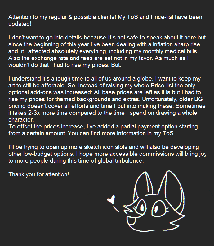 Suzamuri's tweet photo. My Price-list and ToS got some updates. Please read if you're interested🖤 https://t.co/Y6xQfuJQgD