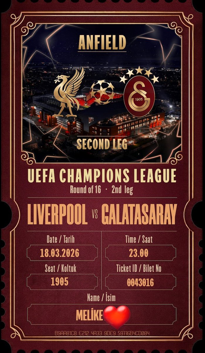 hatıra biletimi oluşturdum aşırı heyecanlıyım inşallah alacaksın bu maçı Galatasaray'ımm💛❤️ #YANINIZDAYIZ