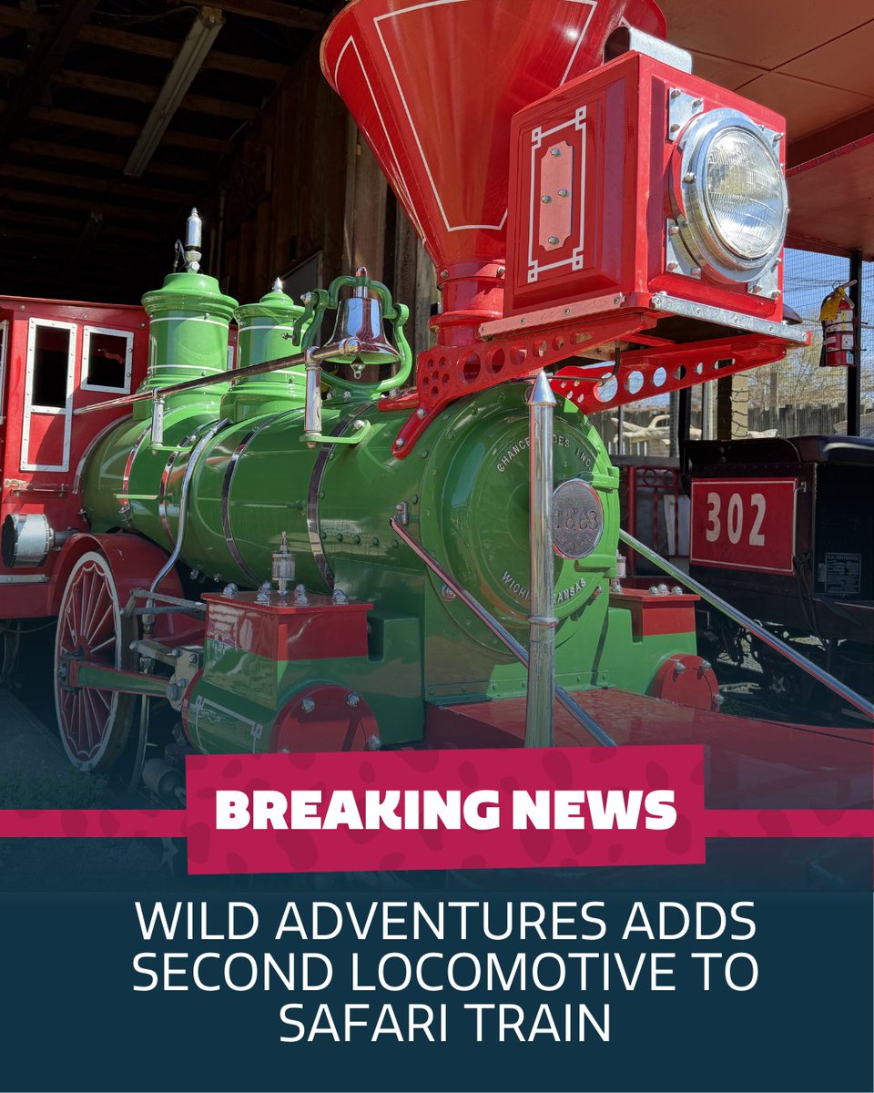 BREAKING NEWS: Wild Adventures adds second locomotive to Safari Train. bit.ly/4sr23y7