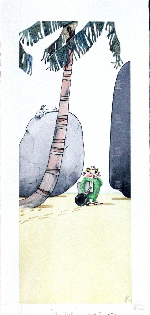 A troll, a palm tree, and a hint of trouble… 🌴
This original artwork by David Roberts captures a suspenseful moment from The Troll - where seaside calm meets mischievous storytelling.
childrensbookillustration.com/product/david-… #DavidRoberts #OriginalArtwork #TheTroll