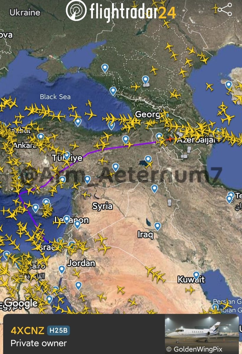 Another business jet from #Israel to #Azerbaijan and back

1/ Hawker 800XP departed from Tel Aviv, stayed in #Baku for a day, and returned.

Israeli airspace is currently closed to most flights—primarily repatriation and special mission flights are being operated. #Armenia #Iran