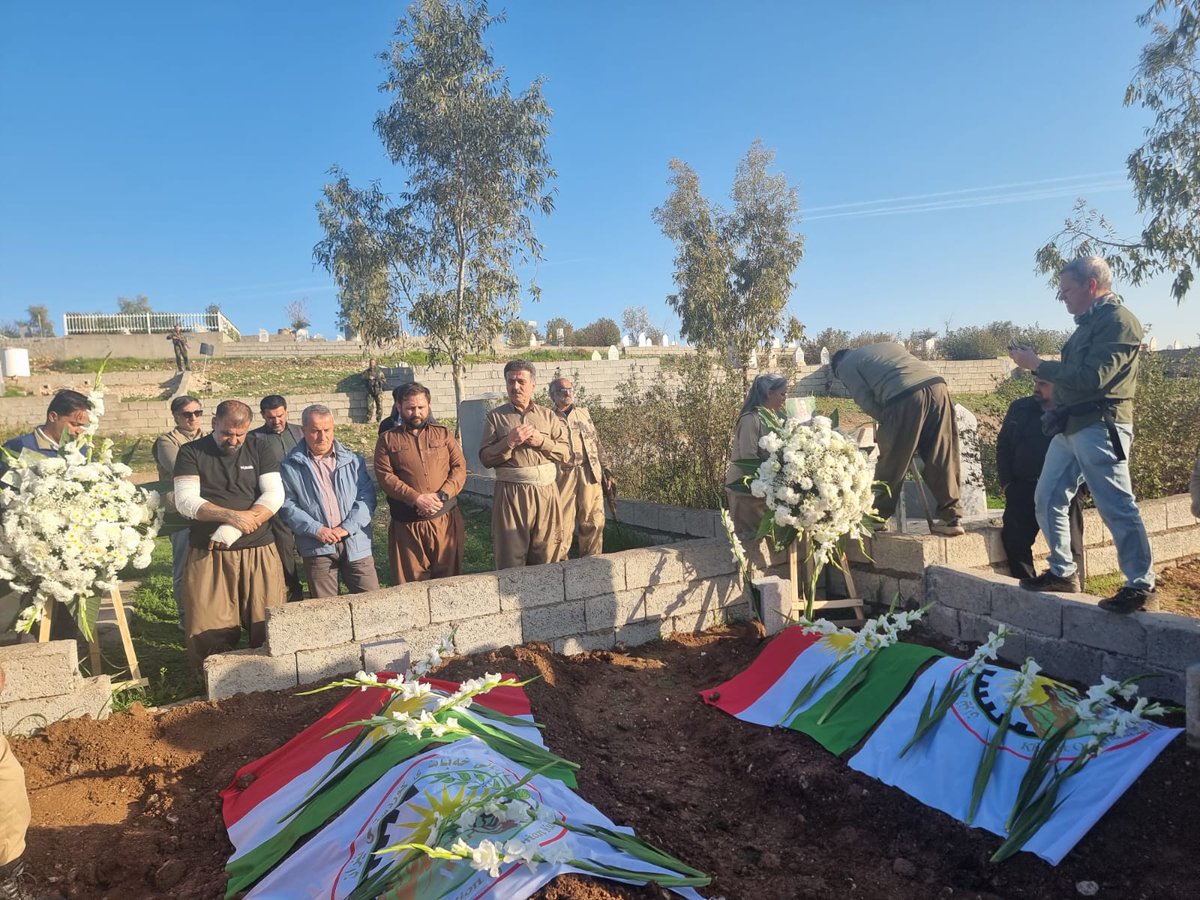 vvanwilgenburg's tweet photo. Today, a funeral was held for two members of the Iranian Kurdish opposition party @SazmaniXebat
who were killed in a drone strike on March 13. https://t.co/6ULUL9ps04