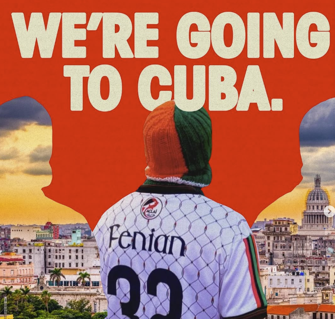 IbzYoussef's tweet photo. @KNEECAPCEOL Kneecap smashing US blockade with Cuba aid convoy. Real Irish solidarity vs Taoiseach's shamrock kiss to warmonger DC! Break chains from Palestine to Havana. Ireland stands tall! 🇮🇪🇨🇺 #EndBlockade https://t.co/yEr8B03R2Q