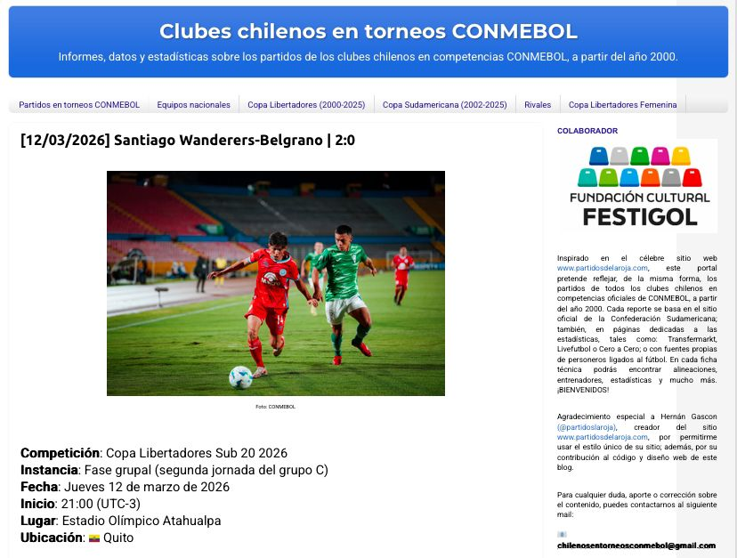 ChilenosTorneos's tweet photo. Ya están publicados los reportes, datos y estadísticas de los tres duelos de Santiago Wanderers sub 20, y su gran campaña en la #Libertadoressub20 2026.

- 2:0 a Nacional
https://t.co/p9dUocrOLO

- 2:0 a Belgrano
https://t.co/tua8ukhGqS

- 3:3 vs LDU Quito
https://t.co/WsWwHgB6OJ https://t.co/gfw5uZcCsI