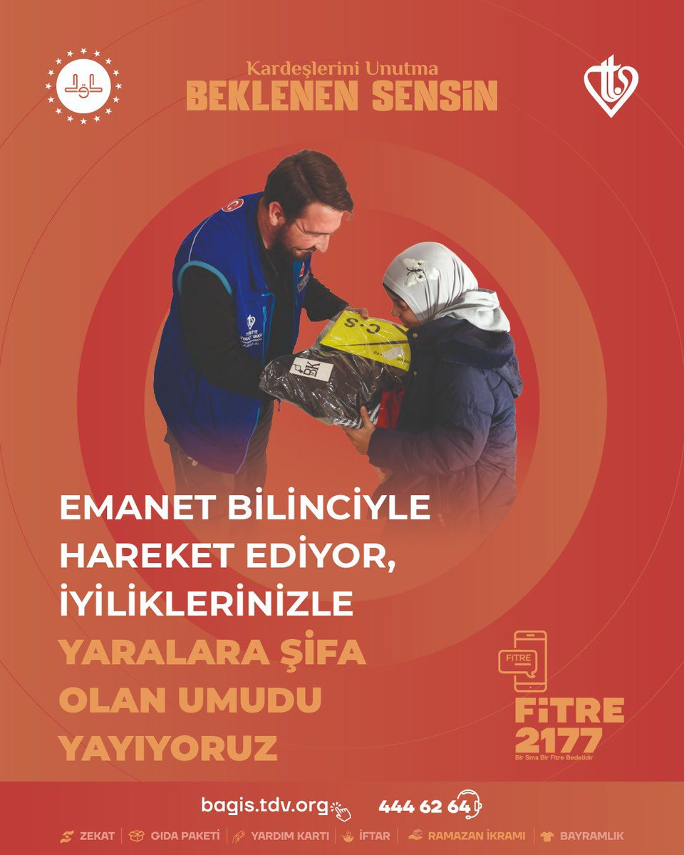tdv_gonulluluk's tweet photo. Emanet bilinciyle hareket ediyor, iyiliklerinizle yaralara şifa olan umudu yayıyoruz

Kardeşlerini Unutma #BeklenenSensin

Bu iyilik seferberliğine destek vermek için mobil bağış uygulamalarımızdan veya https://t.co/iMjgNwJQrk adresinden online bağış yapabilirsiniz. https://t.co/GqLUh7Ky0K