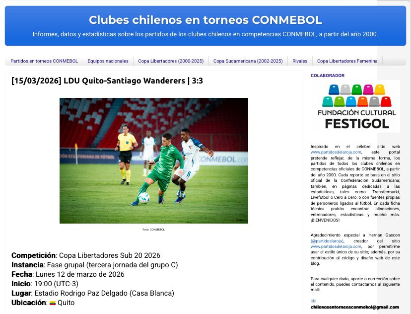 ChilenosTorneos's tweet photo. Ya están publicados los reportes, datos y estadísticas de los tres duelos de Santiago Wanderers sub 20, y su gran campaña en la #Libertadoressub20 2026.

- 2:0 a Nacional
https://t.co/p9dUocrOLO

- 2:0 a Belgrano
https://t.co/tua8ukhGqS

- 3:3 vs LDU Quito
https://t.co/WsWwHgB6OJ https://t.co/gfw5uZcCsI