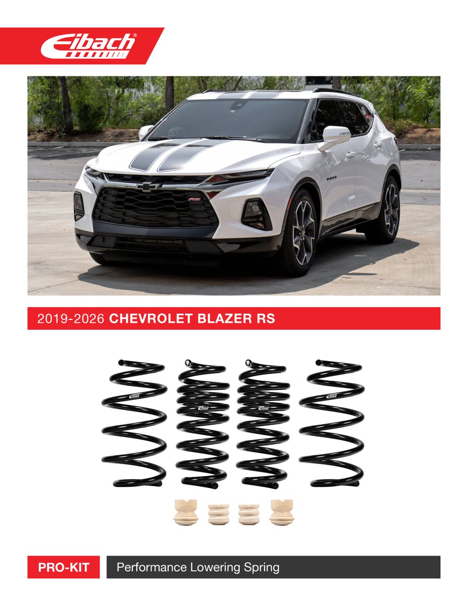 EibachCanada's tweet image. PRO-KIT for the 2026 Chevrolet Blazer RS is in stock and ready to ship! Find yours online at eibach.ca

Part # E10-23-039-01-22

#eibach #eibachcanada #blazer