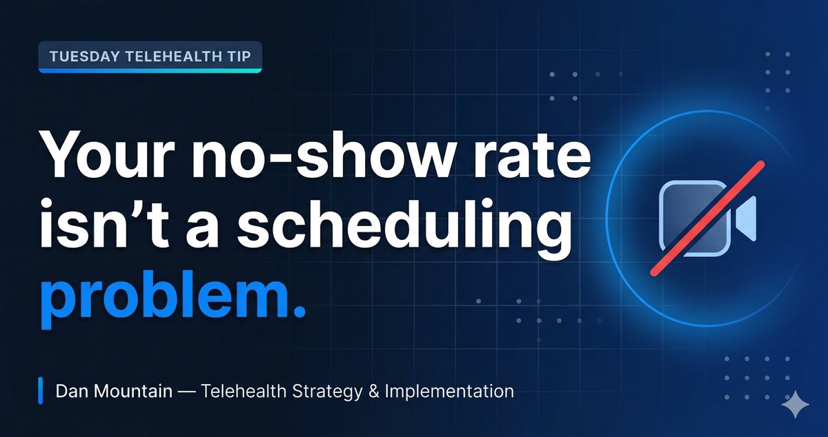 Check out the latest article in my newsletter: Tuesday Telehealth Tip: Your no-show rate isn't a scheduling problem (here's what it actually is) linkedin.com/pulse/tuesday-… via <a href="/LinkedIn/">LinkedIn</a>