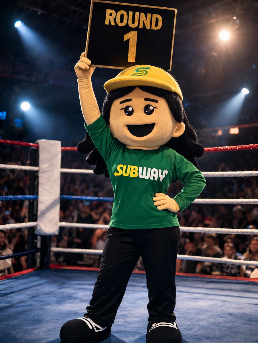 SubwayGuatemala's tweet photo. @castorspizza Ali está lista para ser Ring Girl 🥊🪧 https://t.co/fQGM3X5Yt8