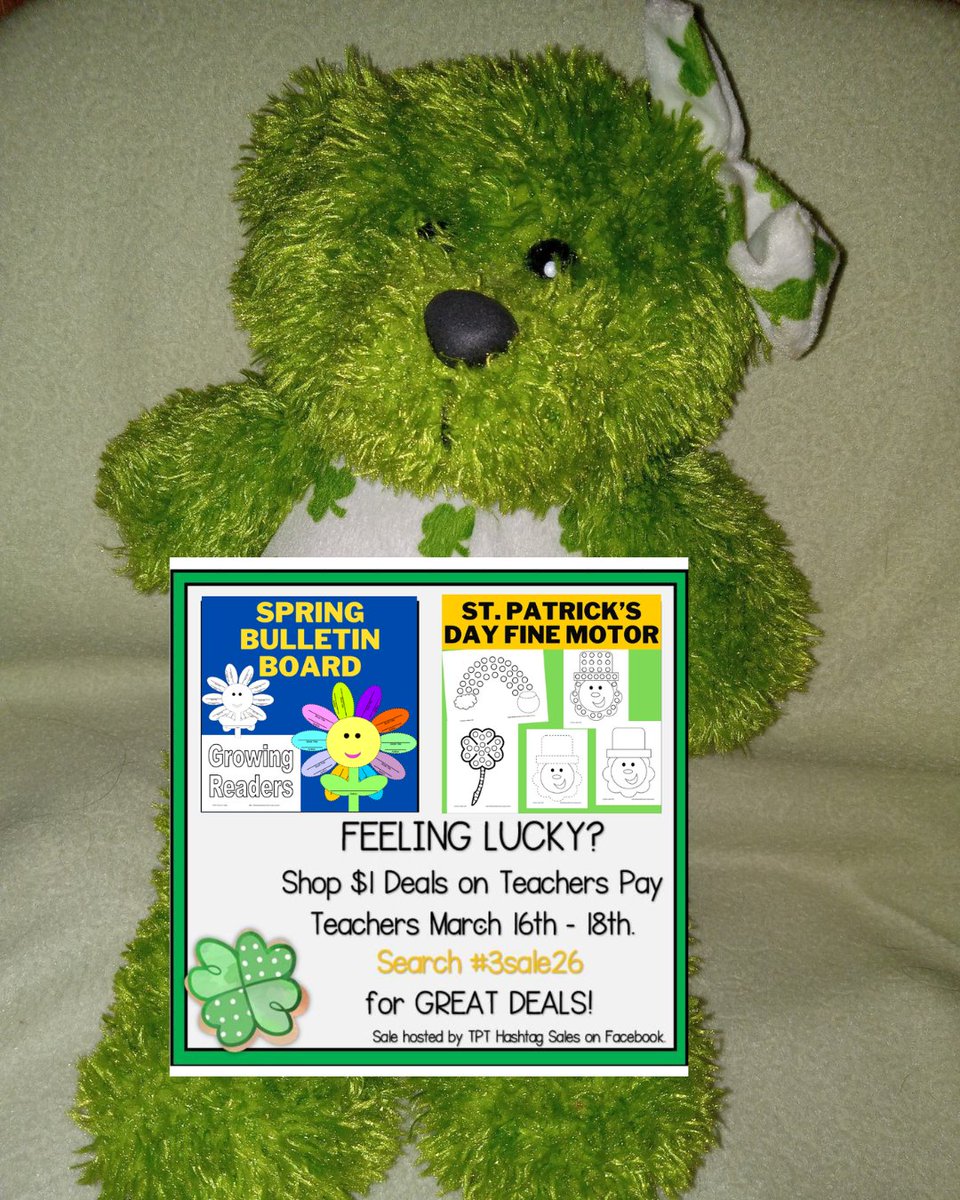 onesweetday48's tweet image. Today is the last day to search Teachers Pay Teachers for #3sale26 to find great $1 #deals  
🔽 
teacherspayteachers.com/store/creative… 
#StPaddysDay #leprechaun #stpatricksday #deal #LimitedTimeOffer #teachers #spring #lucky #flowers
