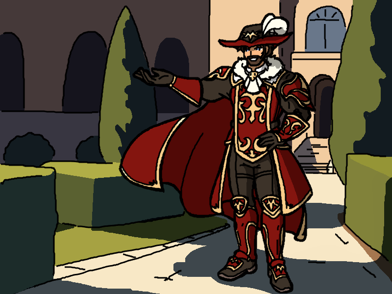 My fantasy crew enjoying some down time. Aerial combat against a dragon. Magdalena feeling the urge to purge. And Néve's master, a hero of the previous generation, Roland. Just a small glimpse of a world that exists solely in my head.