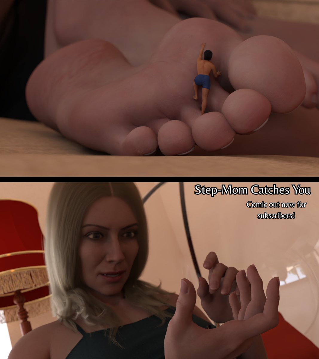 New comic with Melissa!

Her stepson shrinks himself down to get a closer look at her feet. But when he  and being careful, she notices him! What is she going to do with him??

Get the full 12 page comic and all my other giantess comics on DeviantArt!

#giantess #giantessfeet
