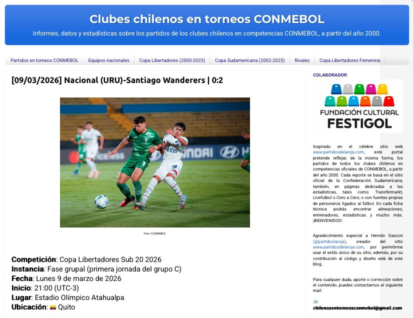 ChilenosTorneos's tweet photo. Ya están publicados los reportes, datos y estadísticas de los tres duelos de Santiago Wanderers sub 20, y su gran campaña en la #Libertadoressub20 2026.

- 2:0 a Nacional
https://t.co/p9dUocrOLO

- 2:0 a Belgrano
https://t.co/tua8ukhGqS

- 3:3 vs LDU Quito
https://t.co/WsWwHgB6OJ https://t.co/gfw5uZcCsI